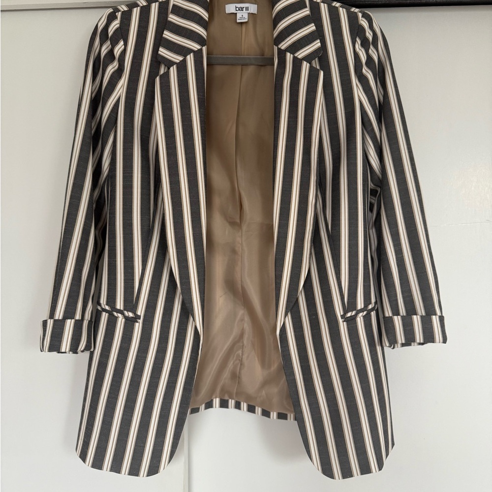 Black and White Striped Women's Blazer